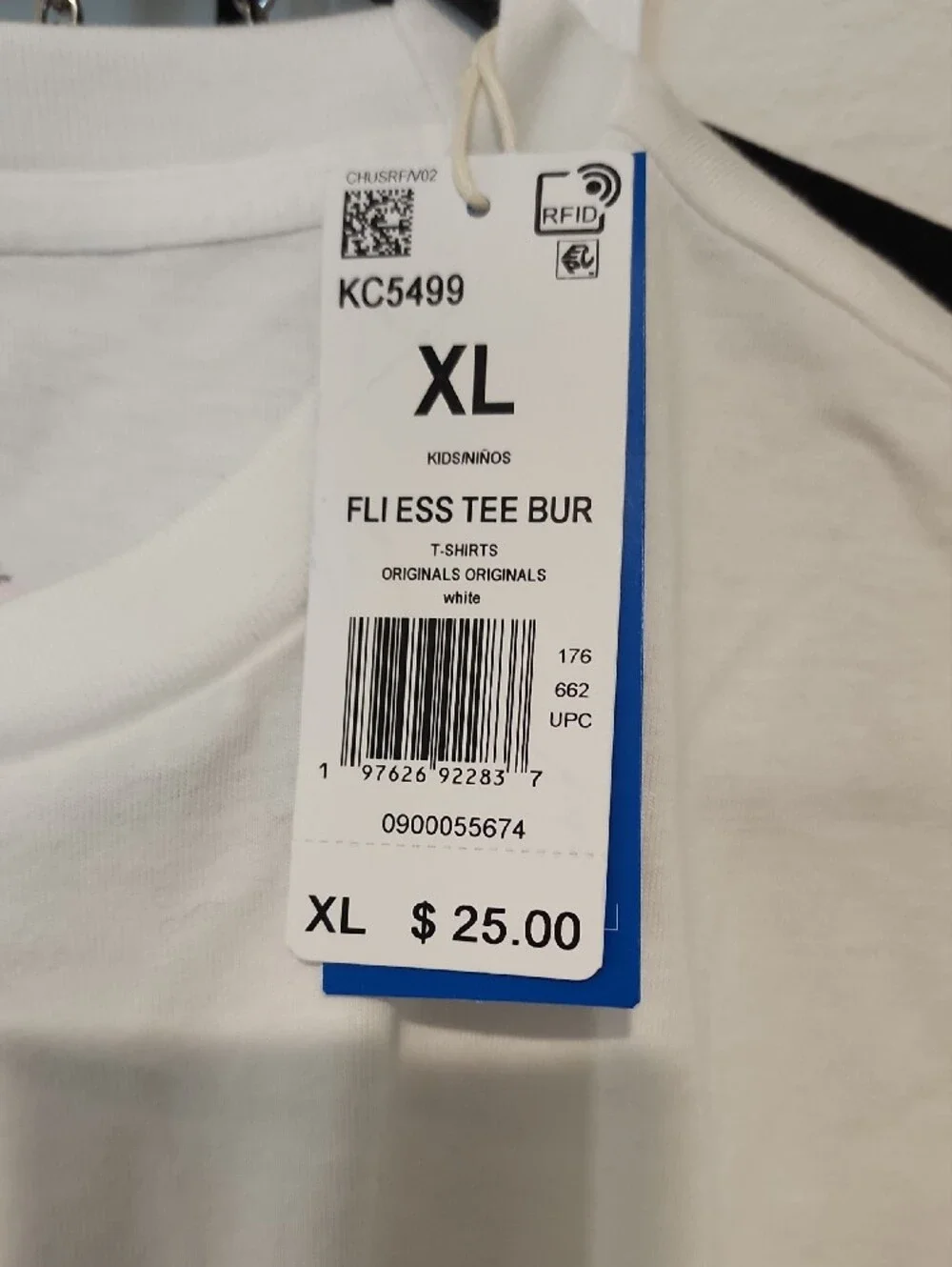 adidas White Short Sleeve Tee with Green Fries Graphic - XL